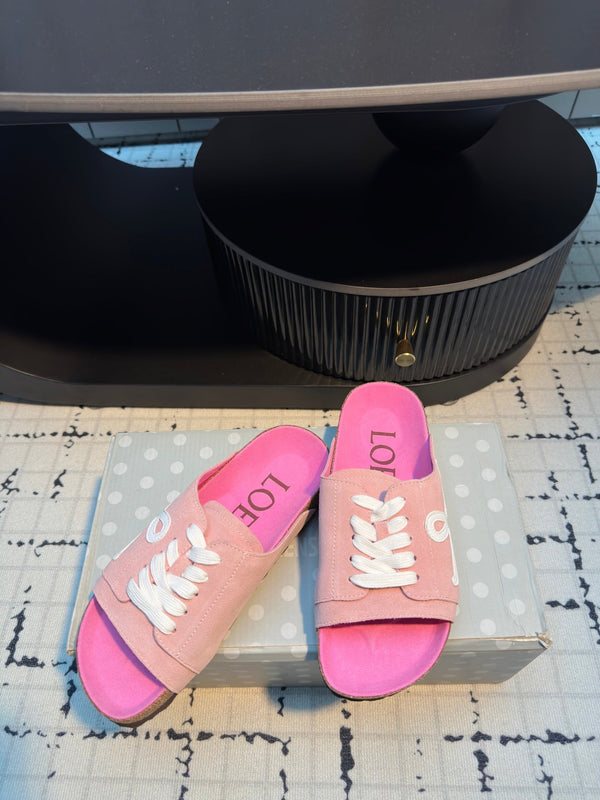 Ciabatte Loewe x Birkenstock in pelle scamosciata rosa