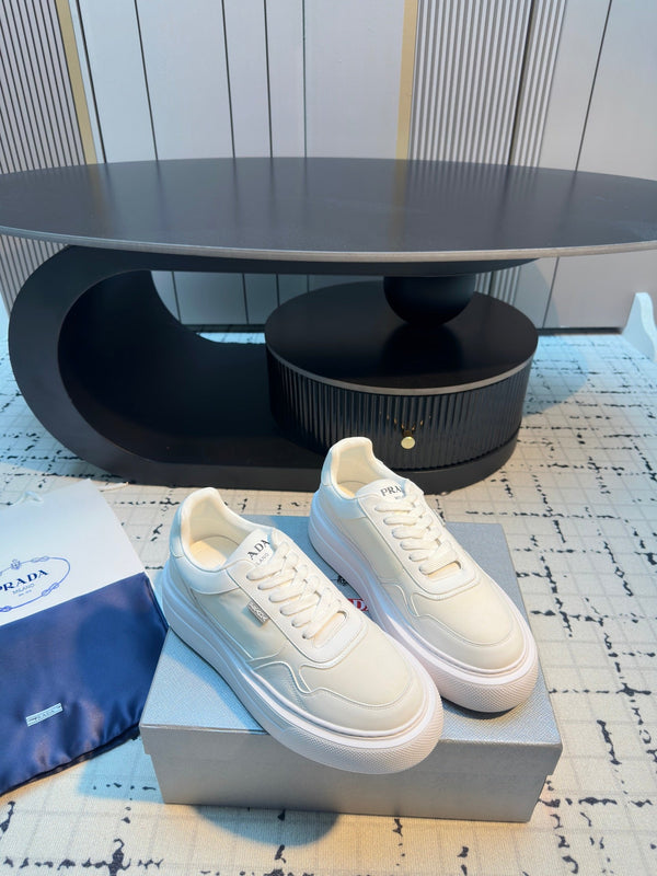 Prada 25s Platform Sneakers White Cowhide 538421