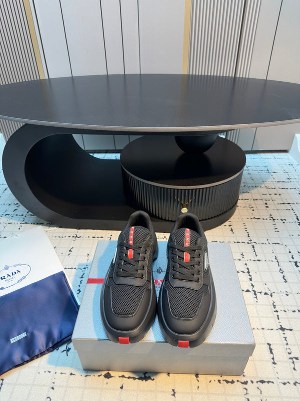 Prada 25s Platform Sneakers Black Cowhide 538424