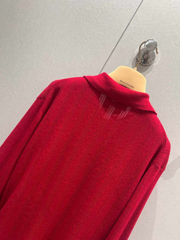 Miu Miu 25 Knitted Polo Shirt Red Cashmere 209039