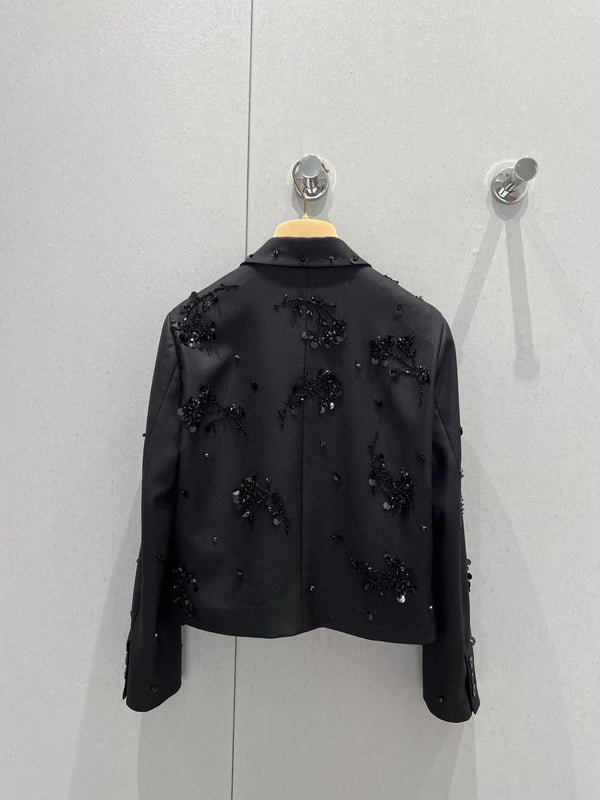 Miu Miu Short Suit Jacket Black Chemical Fiber