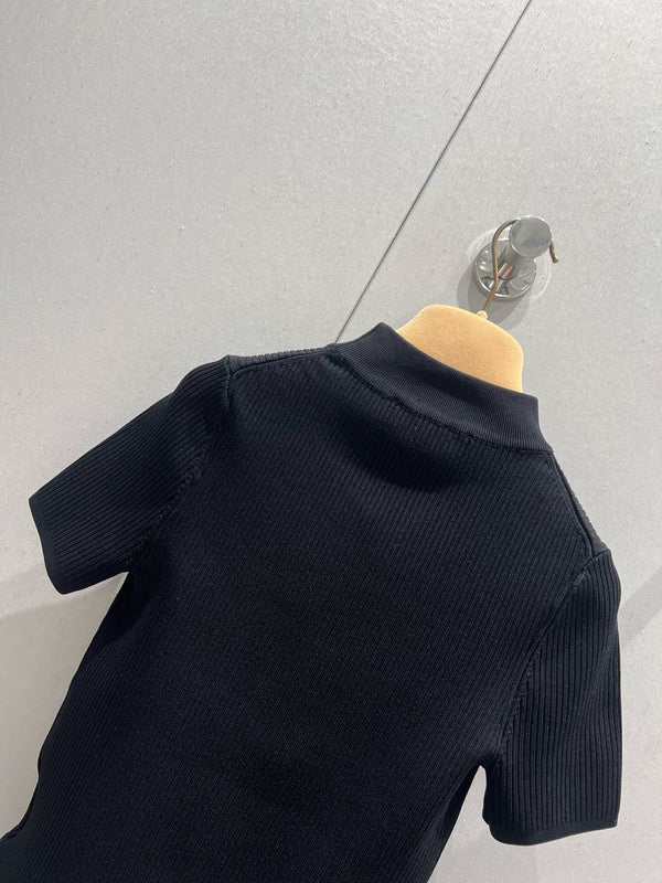 Miu Miu 25 Short-sleeved Knit Sweater Black Viscose