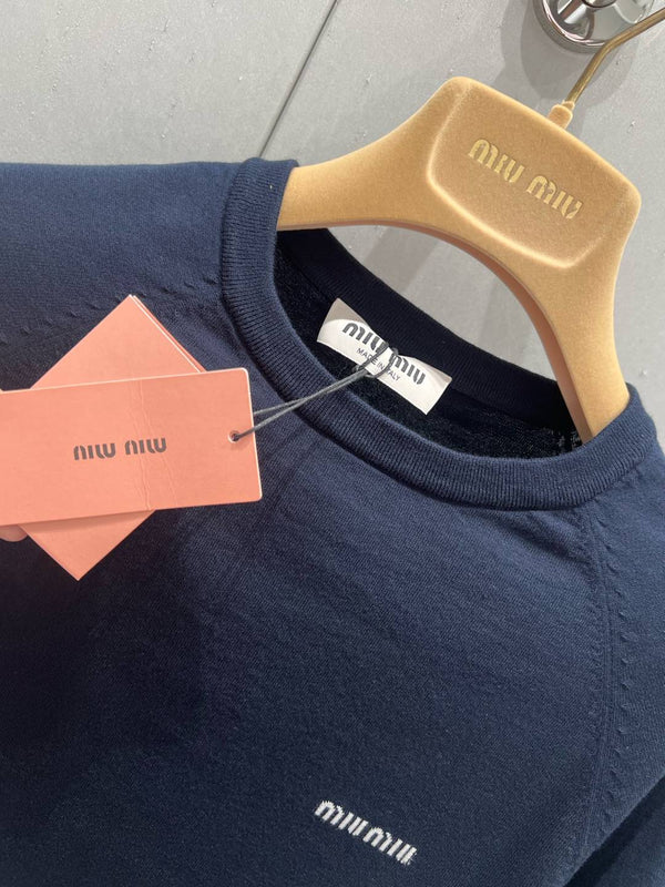 Miu Miu Short-sleeved T-shirt Navy blue Cashmere