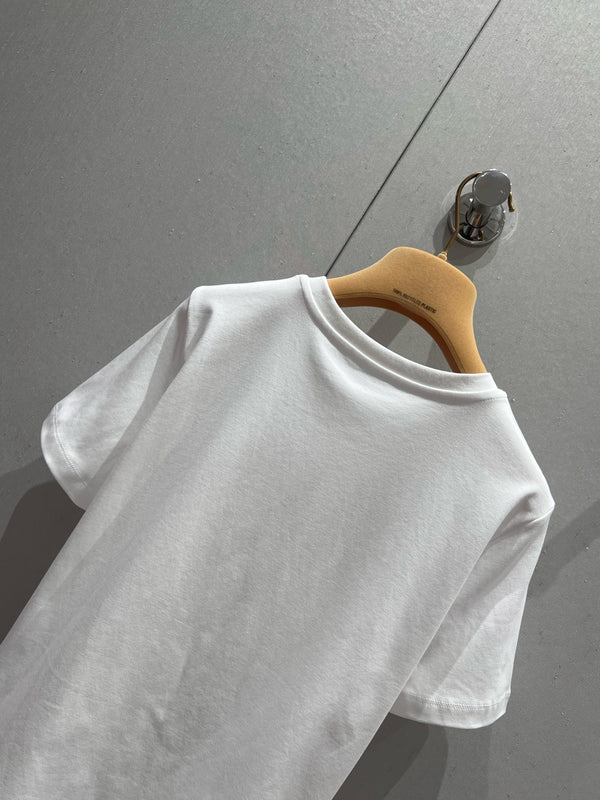 Miu Miu 25 Beaded Short Sleeve T-shirt White Red Cotton 210556