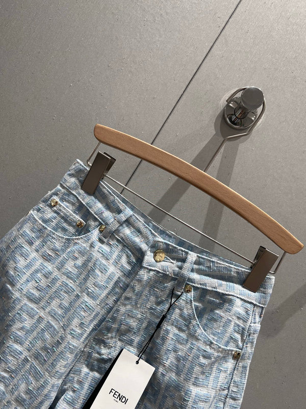 Fendi 25 Denim Short Light Blue Cotton 212681