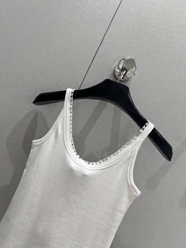 Canotta in pizzo Celine 25, cotone e seta, colore bianco, 215160