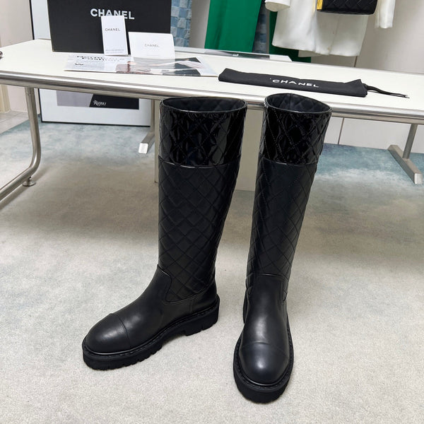 CC Classic Knee High Boots Quited Black Sheepskin 529336