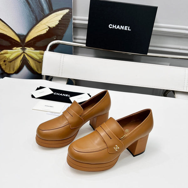 CC Platform Loafers 70mm Brown Sheepskin 459436
