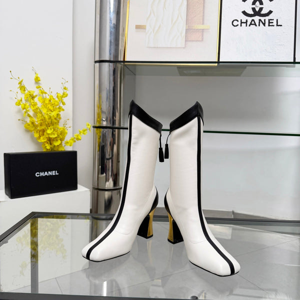 CC 26 FW Ankle Boots 8.5cm Black White Sheepskin 919945