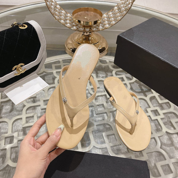 infradito cc beige argento vitello seta
