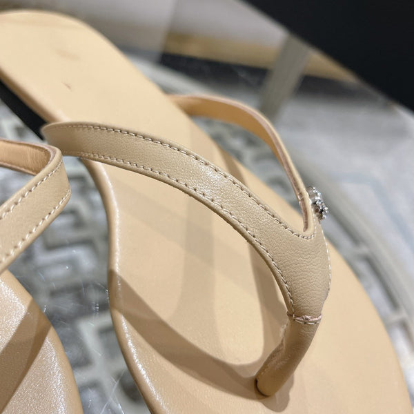 infradito cc beige argento vitello seta