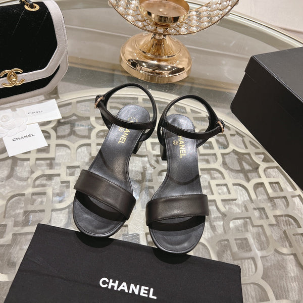 CC 25C 5CM Sandali con tacco medio in pelle italiana nera 213315