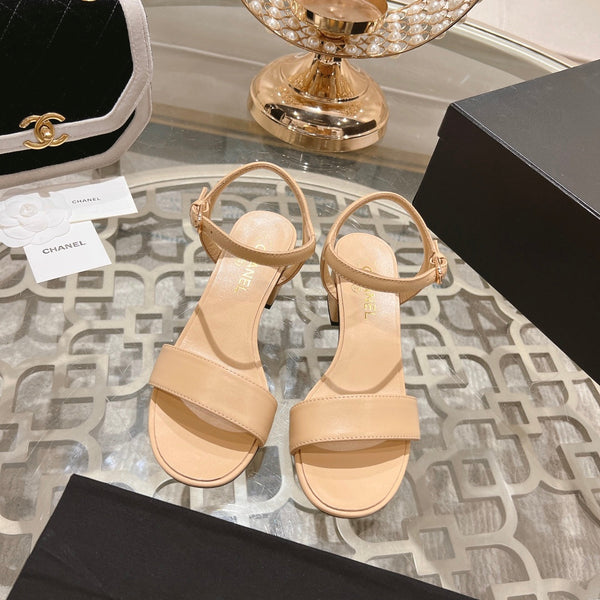 CC 25C 5CM Sandali con tacco medio in pelle italiana color crema 213317