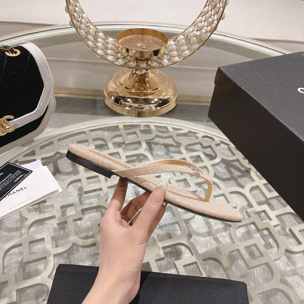 cc infradito beige argento cotone seta