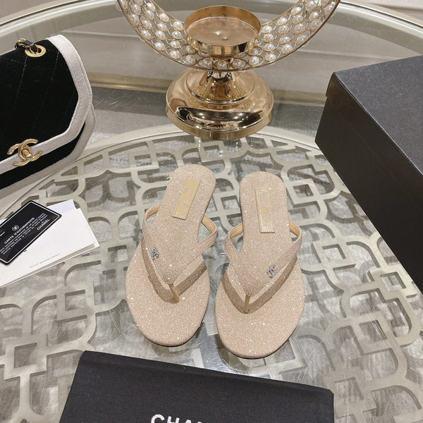 cc infradito beige argento cotone seta