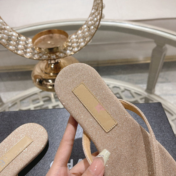 cc infradito beige argento cotone seta