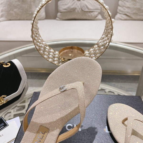 cc infradito beige chiaro argento cotone seta