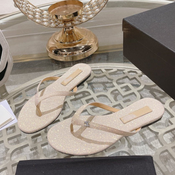 cc infradito beige chiaro argento cotone seta