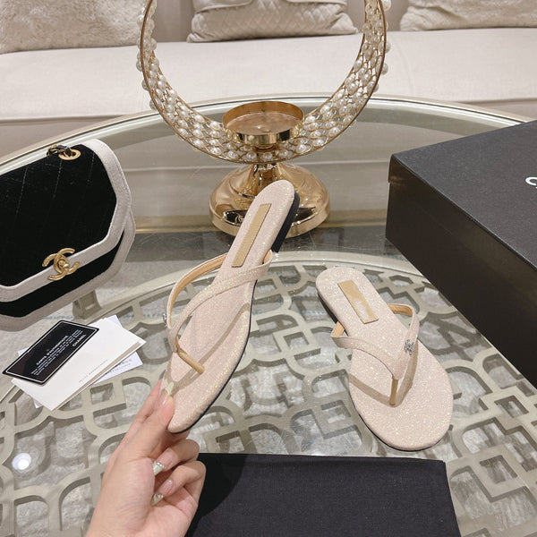 cc infradito beige chiaro argento cotone seta