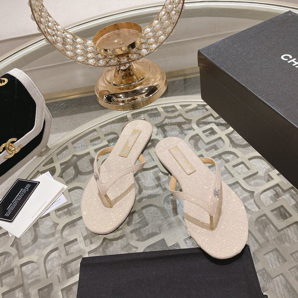 cc infradito beige chiaro argento cotone seta