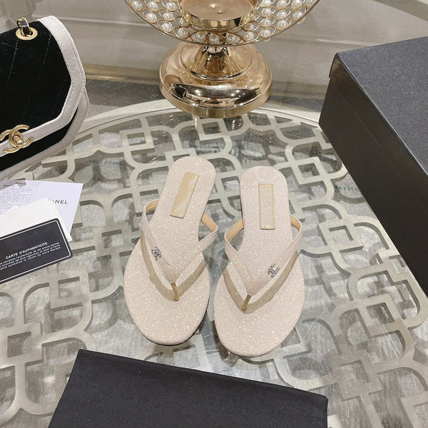 cc infradito beige chiaro argento cotone seta