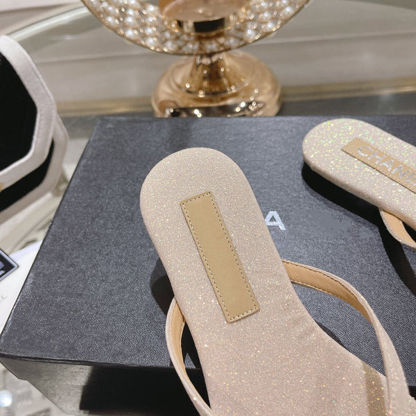 cc infradito beige chiaro argento cotone seta