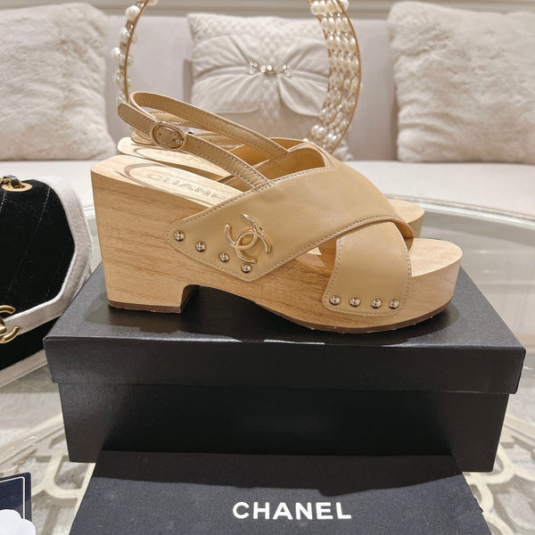 platform sandal 90 cross beige calfskin