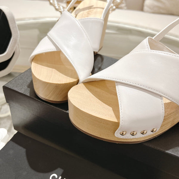 platform sandal 90 cross white calfskin