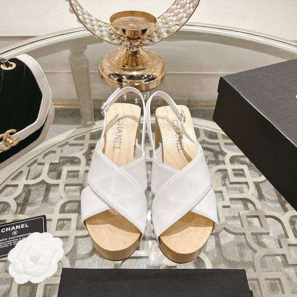 platform sandal 90 cross white calfskin