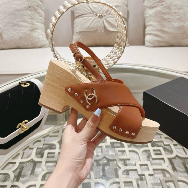 platform sandal 90 cross brown calfskin