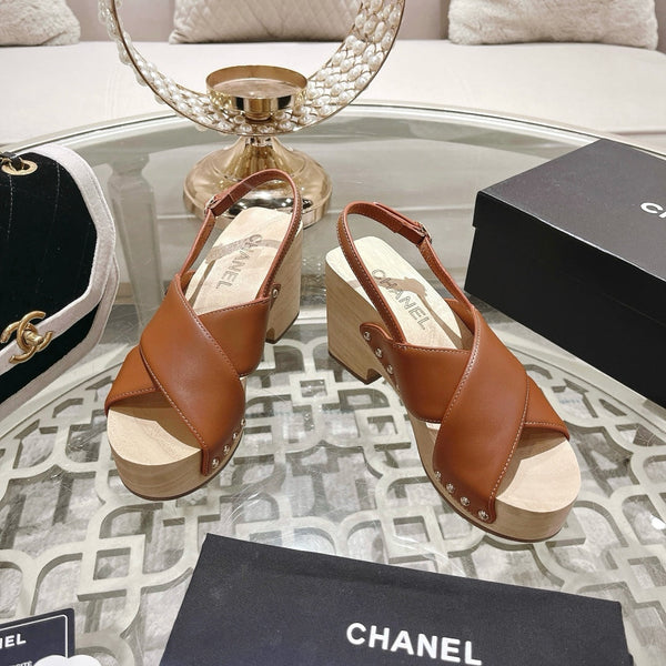 platform sandal 90 cross brown calfskin