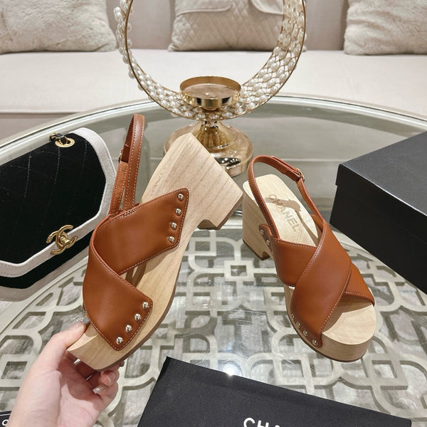 platform sandal 90 cross brown calfskin