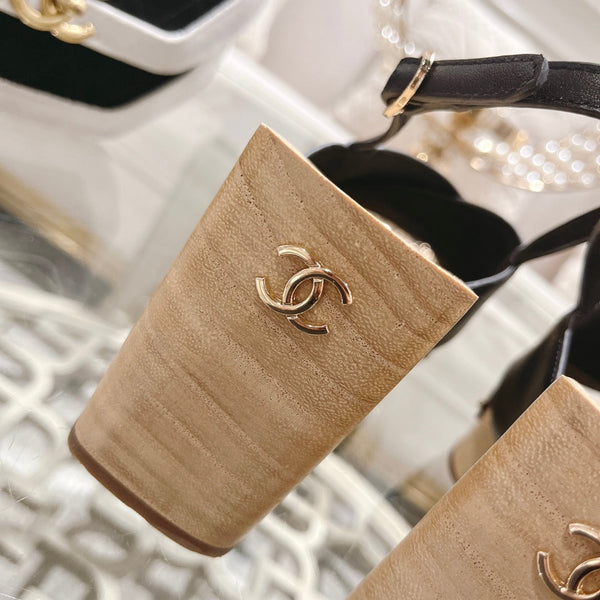 platform sandal 90 cross black calfskin