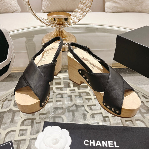 platform sandal 90 cross black calfskin