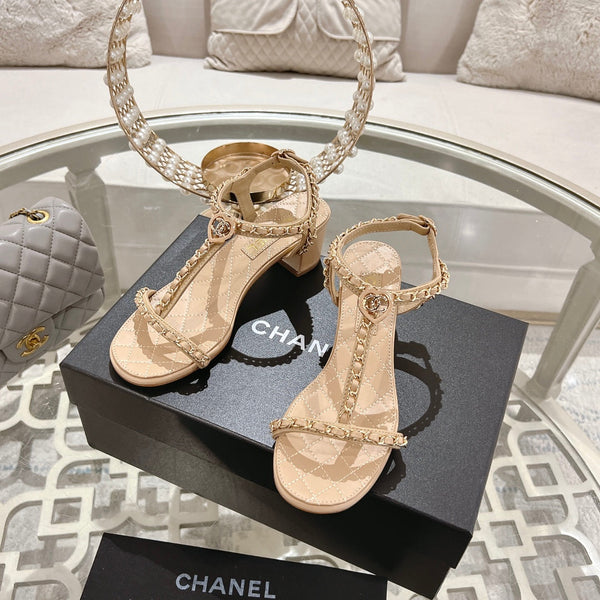 CC 25S Thong Sandal 50mm Beige Lambskin 189909