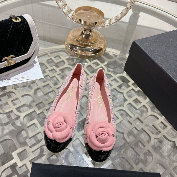 CC 26s Camellia Ballet Flat Pink Leather Tweed 736500