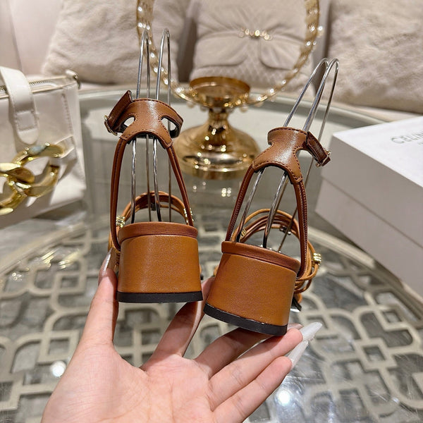 CE Clémence Triomphe Heeled Sandals Brown Leather 949366