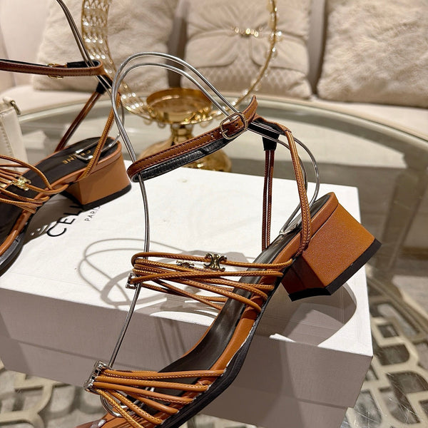CE Clémence Triomphe Heeled Sandals Brown Leather 949366