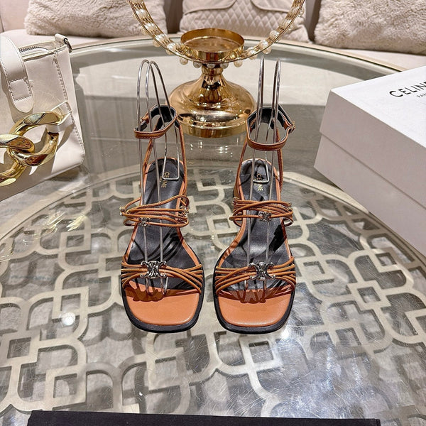 CE Clémence Triomphe Heeled Sandals Brown Leather 949366