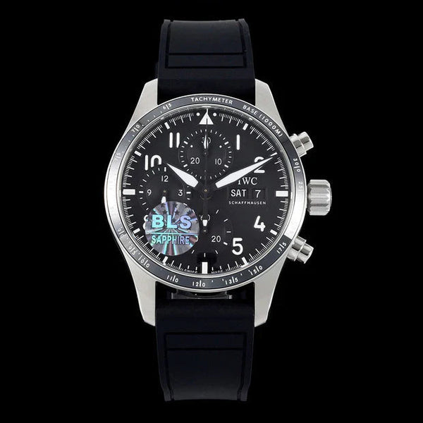 IWC Pilot 41mm Black Dial Steel Case Rubber Strap