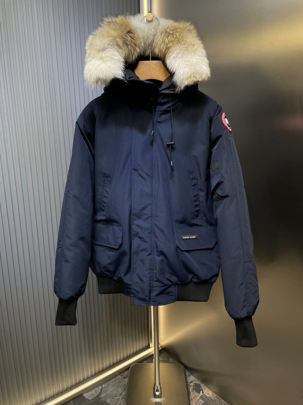 C. Goose Bomber Jacket Navy Blue Polyester 0034