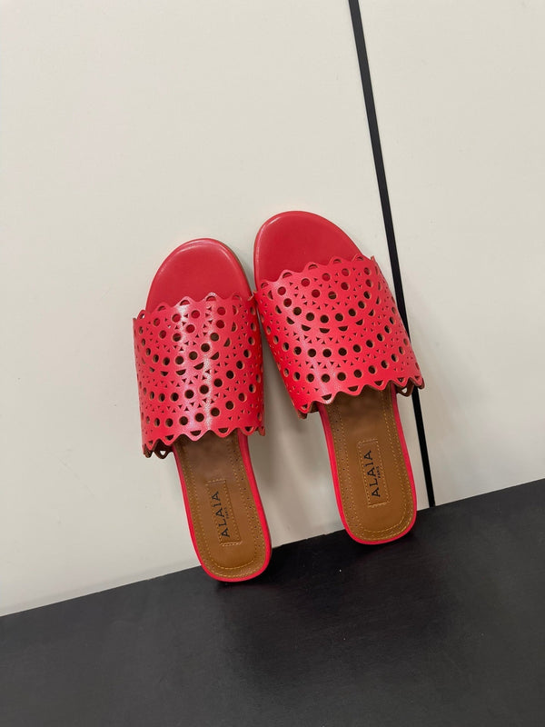 alaia mule red vienne lambskin