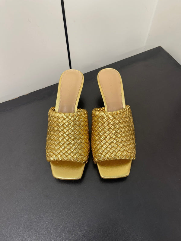 knot mule 55 gold metalic lambskin
