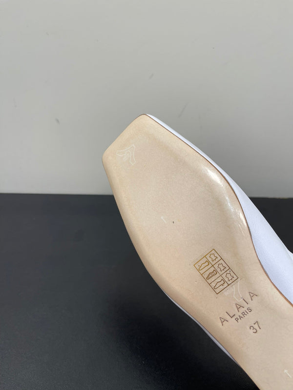 BALLERINE ALAIA IN PELLE DI VITELLO LISCIA BIANCA