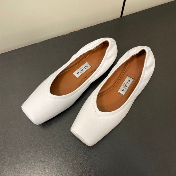 BALLERINE ALAIA IN PELLE DI VITELLO LISCIA BIANCA