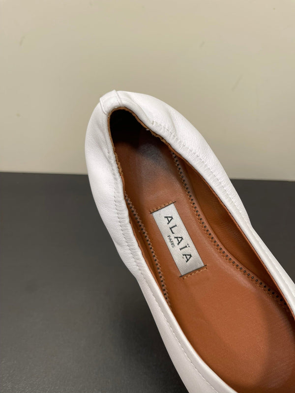 BALLERINE ALAIA IN PELLE DI VITELLO LISCIA BIANCA
