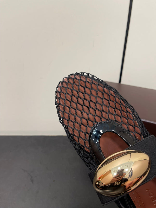 BALLERINE ALAIA IN RETE NERA CON FERRAMENTA ORO