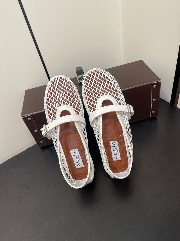 BALLERINE ALAIA IN RETE BIANCA