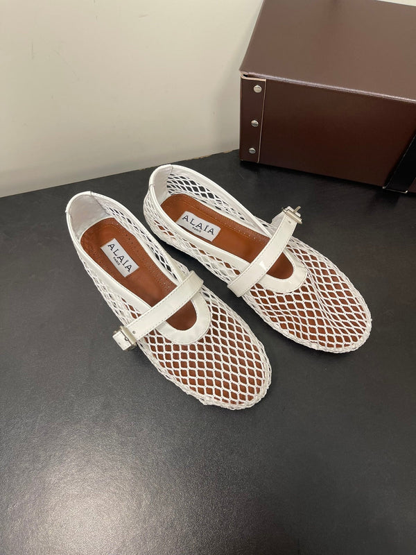 BALLERINE ALAIA IN RETE BIANCA