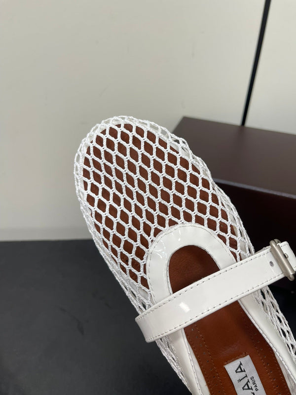 BALLERINE ALAIA IN RETE BIANCA